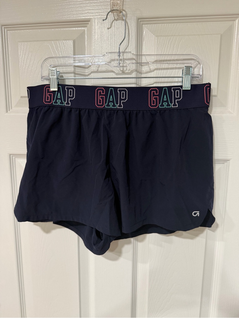 GAP Navy Athletic Shorts with Multicolor Logo Waistband